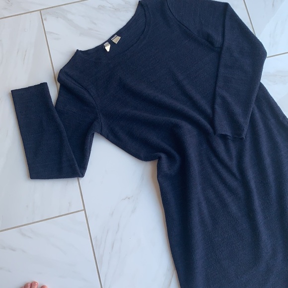 Anthropologie -Moth cozy navy dress mid calf Sz S. Cute slit detail in the back - Picture 2 of 8